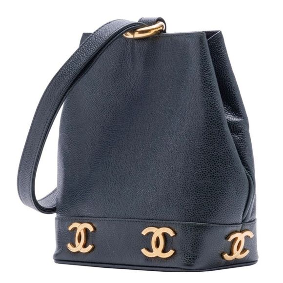 Chanel Caviar Skin Triple Chain Shoulder Bag Dark Green - Picture 2 of 9